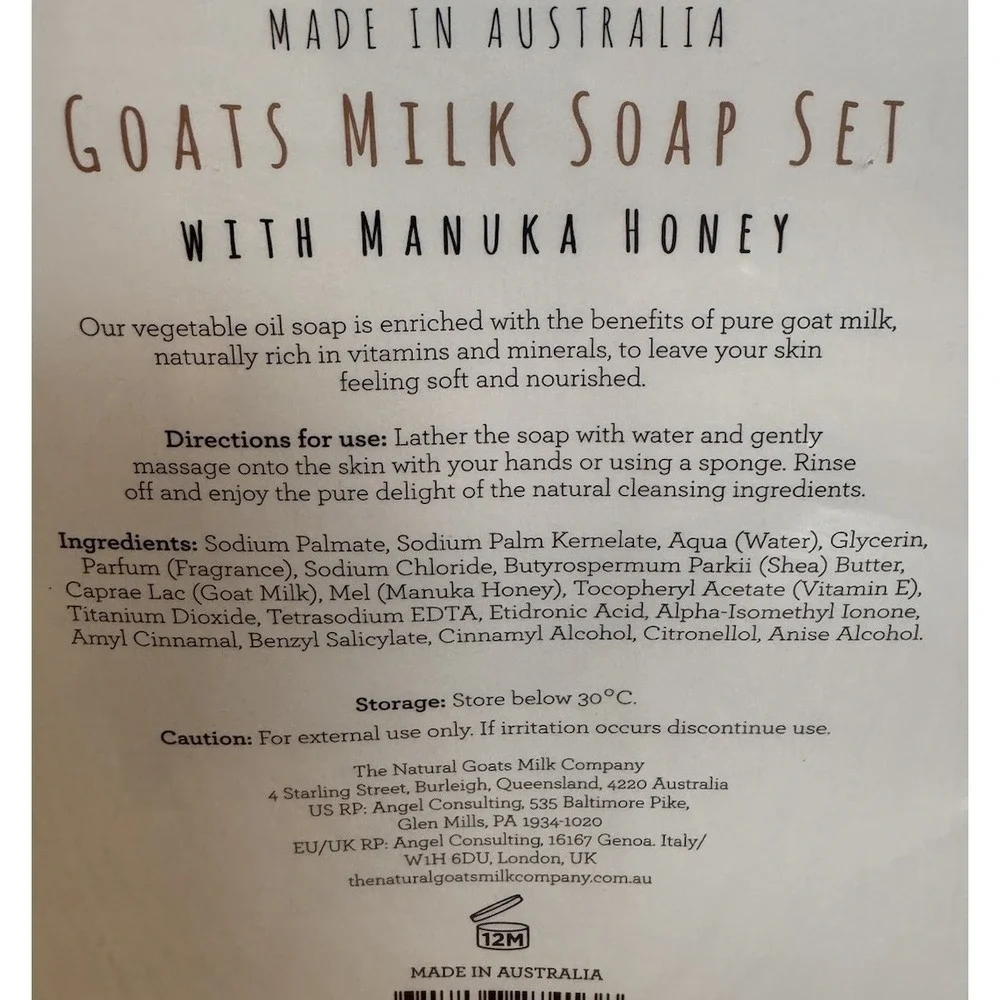 The Natural Goats Milk Company 8 Bar Soap Set Manuka Honey Made Australia New